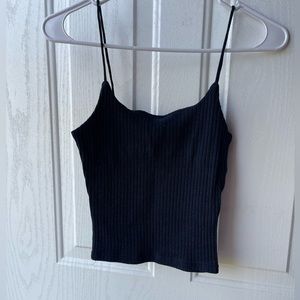Navy rip knit cami crop top